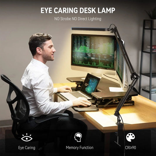 Luminária LED de Mesa com Presilha — 3 Cores e 10 Níveis