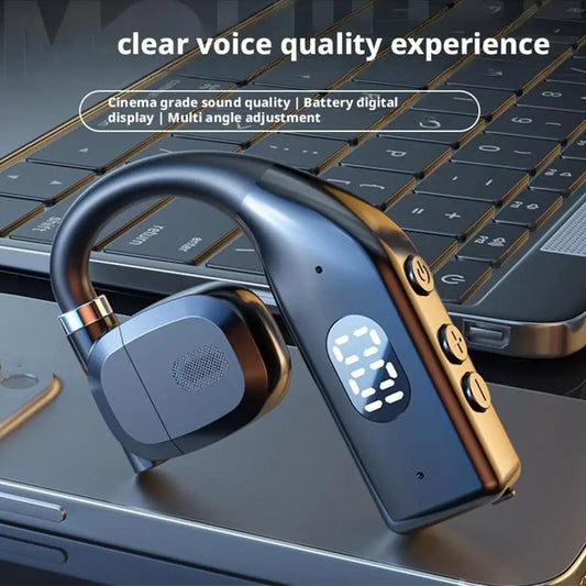 Fone de Ouvido Bluetooth 5.4 com Gancho Espetacular – Headset Esportivo e Empresarial de Alta Fidelidade