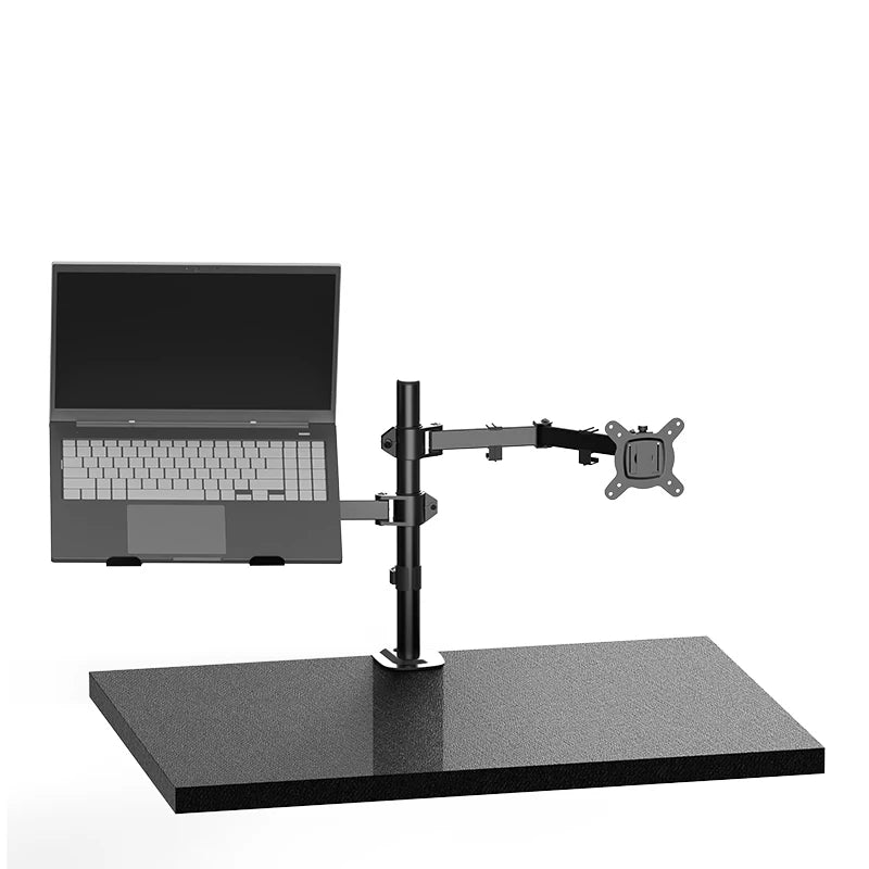 Suporte de Mesa Articulado para 2 Monitores e Notebook – Braço Totalmente Ajustável para Telas até 32" e Laptops até 17"