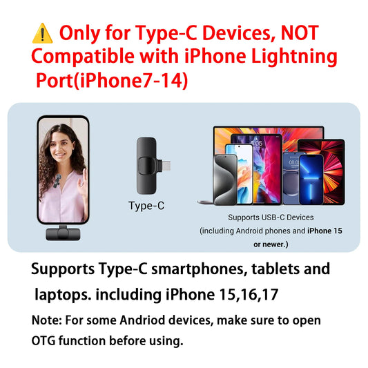HITOZON — Microfone de Lapela Sem Fio USB-C