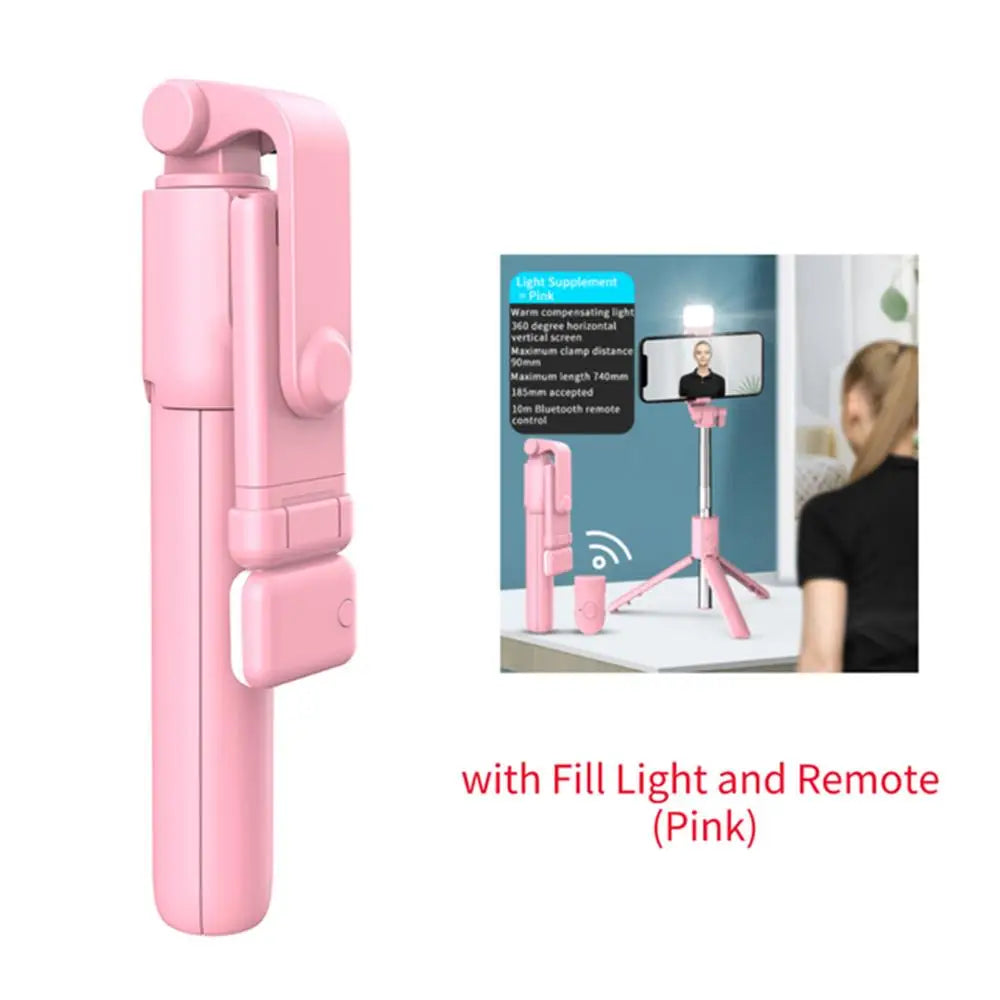 AILEHKUO R1 — Bastão de Selfie com Tripé, Bluetooth e Luz LED