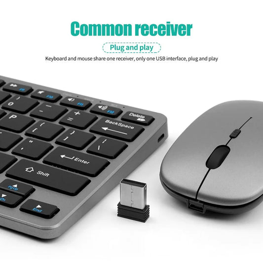 Kit Teclado e Mouse Sem Fio GOOJODOQ KM01 – Conexão Dupla Bluetooth 5.2 + 2.4G Wireless, Conectividade Multi-Dispositivo e Layout Slim 78 Teclas para PC, iPad e Android