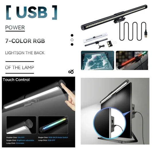 Luminária de Monitor Light Bar com Controle Remoto – Barra de Luz LED Anti-Luz Azul e Iluminação Direcional