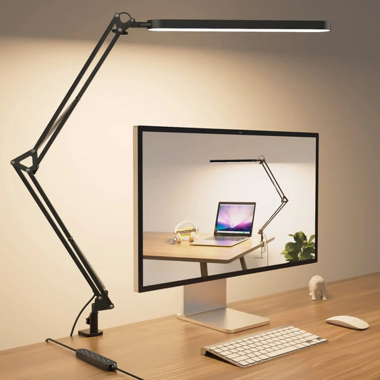 Luminária LED de Mesa com Presilha — 3 Cores e 10 Níveis