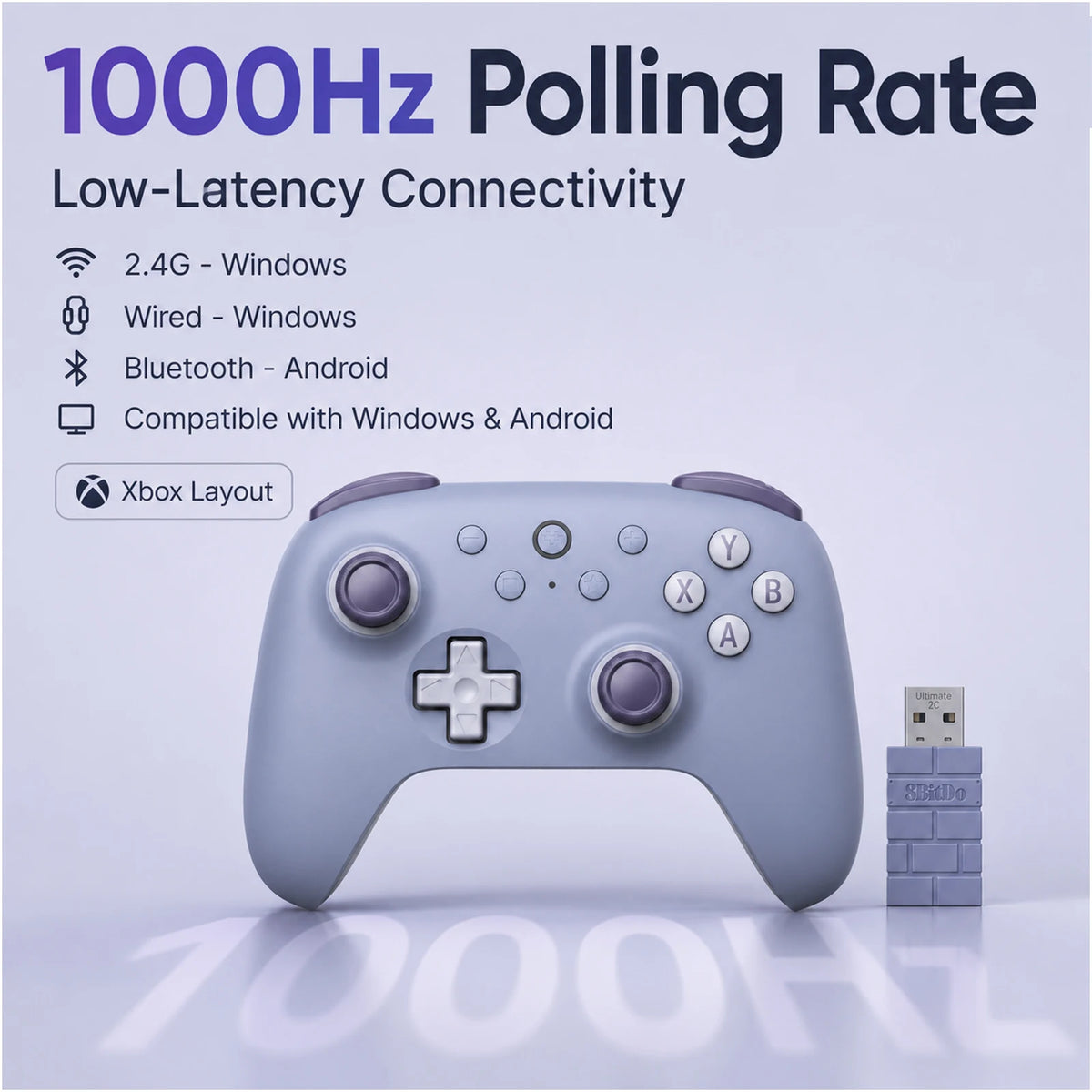 Controle Gamer 8BitDo Ultimate 2C Sem Fio 2.4G com Hall Effect para PC