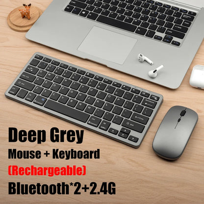 Kit Teclado e Mouse Sem Fio GOOJODOQ KM01 – Conexão Dupla Bluetooth 5.2 + 2.4G Wireless, Conectividade Multi-Dispositivo e Layout Slim 78 Teclas para PC, iPad e Android