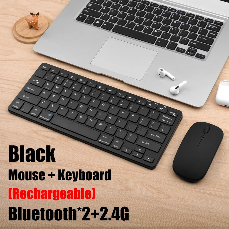 Kit Teclado e Mouse Sem Fio GOOJODOQ KM01 – Conexão Dupla Bluetooth 5.2 + 2.4G Wireless, Conectividade Multi-Dispositivo e Layout Slim 78 Teclas para PC, iPad e Android