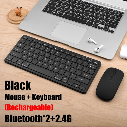 Kit Teclado e Mouse Sem Fio GOOJODOQ KM01 – Conexão Dupla Bluetooth 5.2 + 2.4G Wireless, Conectividade Multi-Dispositivo e Layout Slim 78 Teclas para PC, iPad e Android