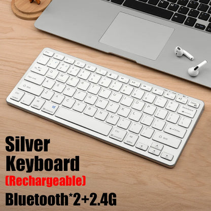 Kit Teclado e Mouse Sem Fio GOOJODOQ KM01 – Conexão Dupla Bluetooth 5.2 + 2.4G Wireless, Conectividade Multi-Dispositivo e Layout Slim 78 Teclas para PC, iPad e Android