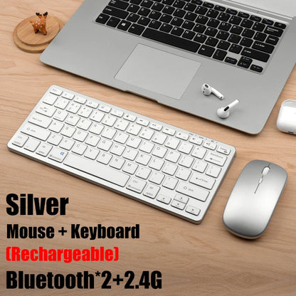Kit Teclado e Mouse Sem Fio GOOJODOQ KM01 – Conexão Dupla Bluetooth 5.2 + 2.4G Wireless, Conectividade Multi-Dispositivo e Layout Slim 78 Teclas para PC, iPad e Android