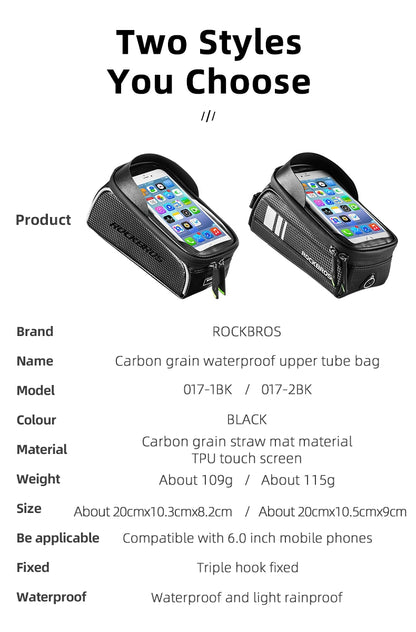 Bolsa de Quadro para Bicicleta ROCKBROS Impermeável com Suporte de Celular