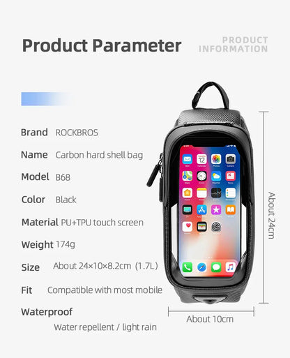 Bolsa de Quadro para Bicicleta ROCKBROS Impermeável com Suporte de Celular
