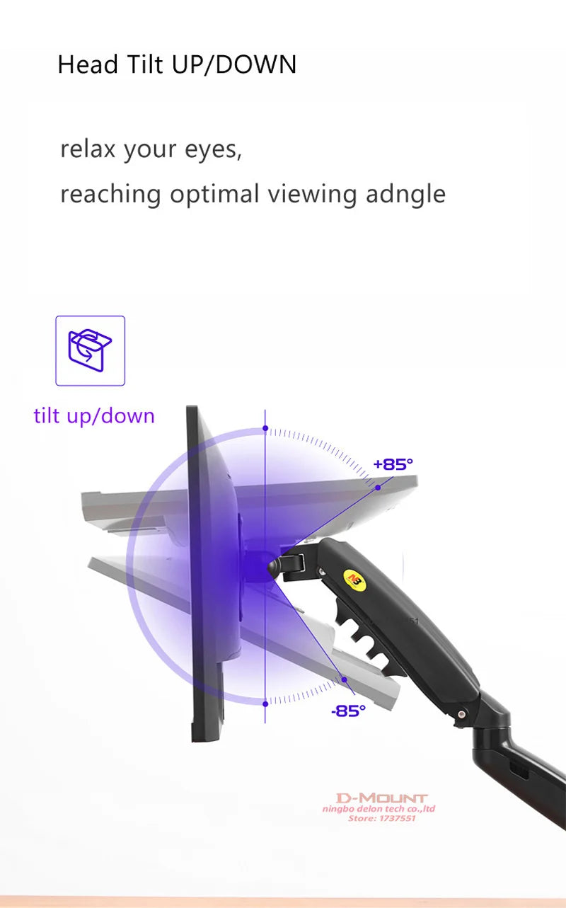 Suporte Articulado para Monitor com Pistão a Gás NB F80 (17" a 30")