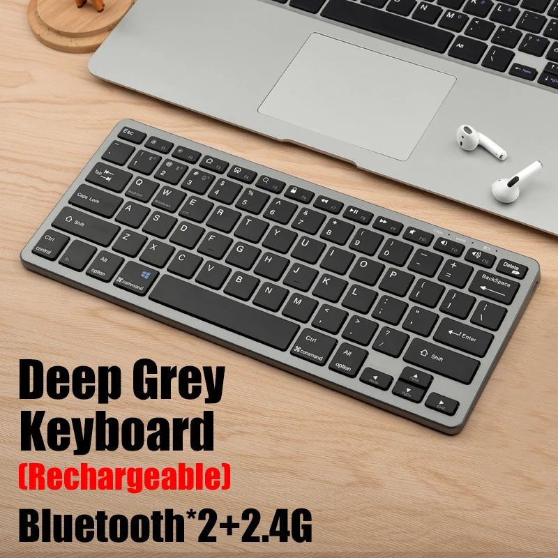 Kit Teclado e Mouse Sem Fio GOOJODOQ KM01 – Conexão Dupla Bluetooth 5.2 + 2.4G Wireless, Conectividade Multi-Dispositivo e Layout Slim 78 Teclas para PC, iPad e Android