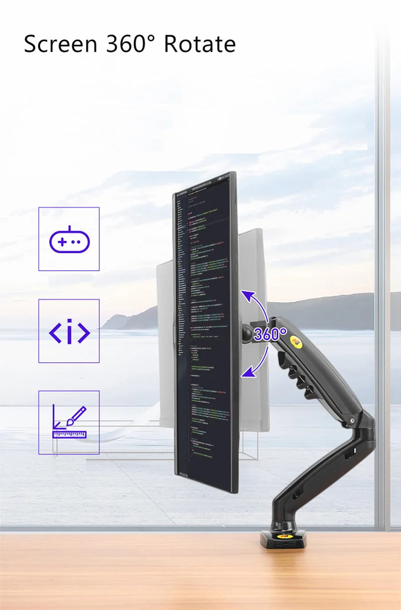Suporte Articulado para Monitor com Pistão a Gás NB F80 (17" a 30")
