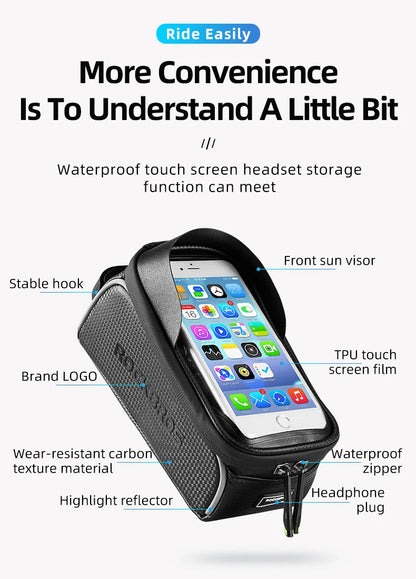 Bolsa de Quadro para Bicicleta ROCKBROS Impermeável com Suporte de Celular