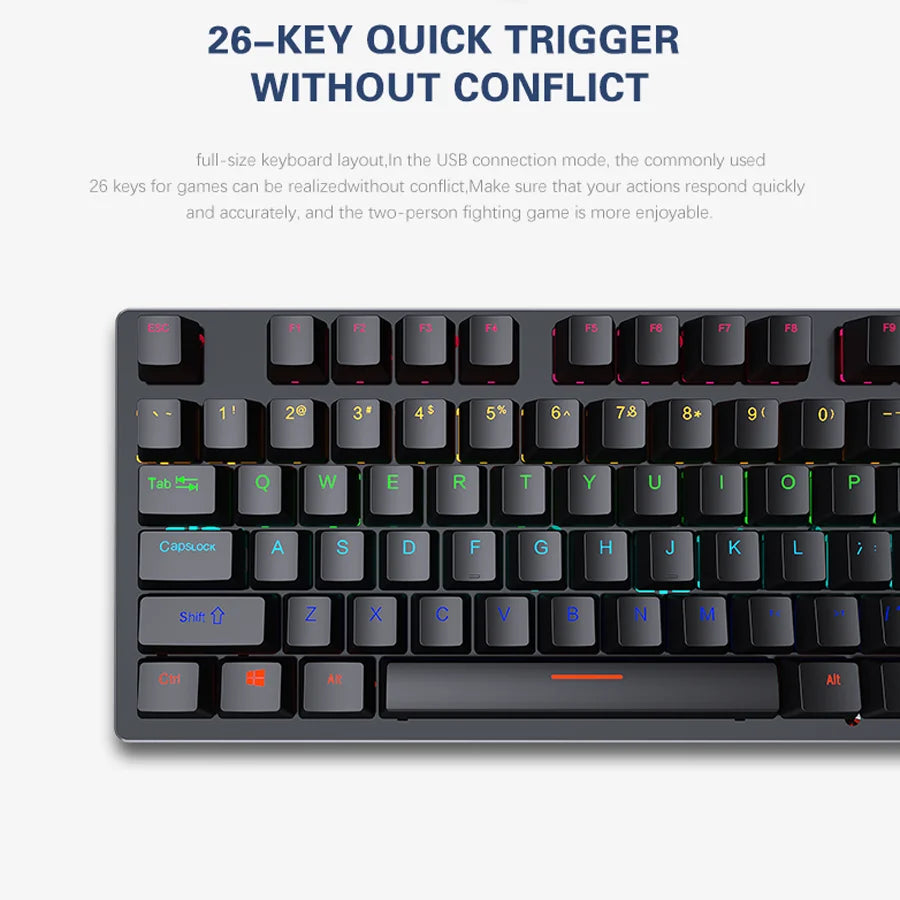 AyeBeau — Teclado Mecânico Gamer RGB 87 Teclas