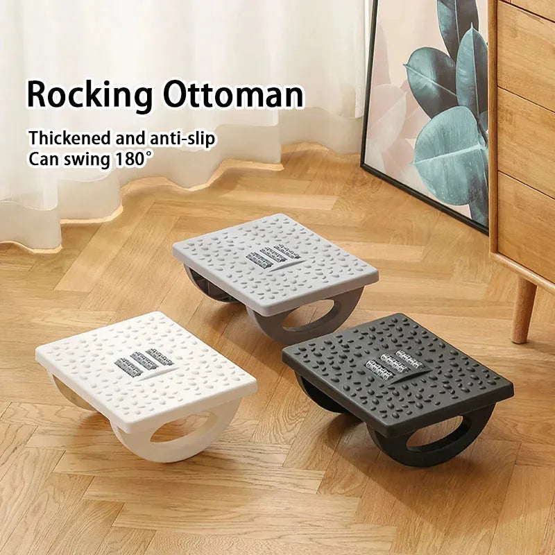 Apoio de Pés Ergonômico Balanço 180° com Rolos de Massagem – Suporte Dinâmico para Baixo da Mesa, Antiderrapante para Home Office e Alívio de Fadiga