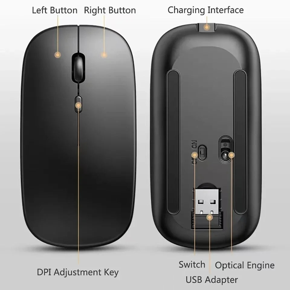Congdi — Mouse Sem Fio Recarregável Dual Mode