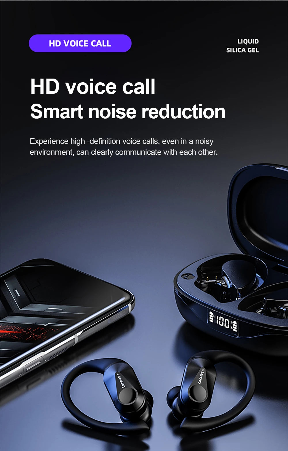 Lenovo LP75 — Fone Bluetooth 5.3 Esportivo