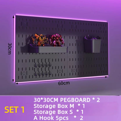 Painel Pegboard Organizador de Parede Modulável – Suporte para Cozinha, Garagem, Quarto e Artesanato