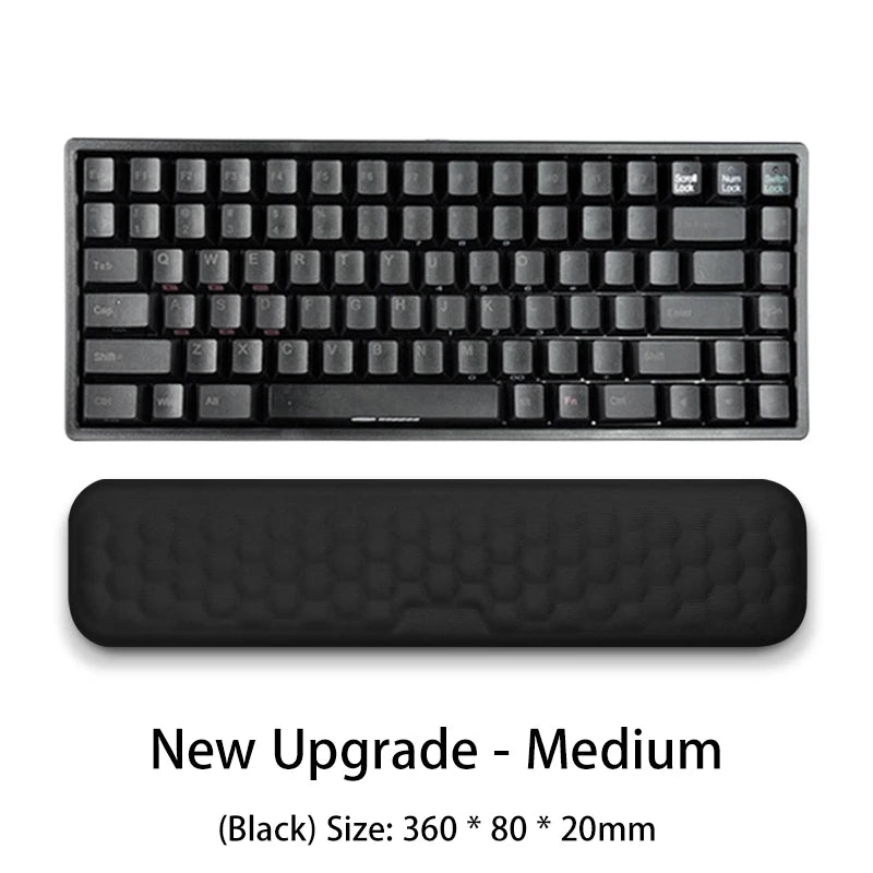 Apoio de pulso para teclado e mouse em espuma viscoelástica, suporte ergonômico para as mãos, ideal para notebooks e laptops.