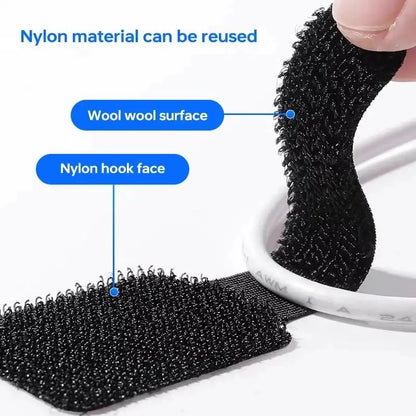 Abraçadeiras de Nylon Organizadoras de Cabos – Fitas Auto-Adesivas Reutilizáveis e Ajustáveis para Gerenciamento de Fios