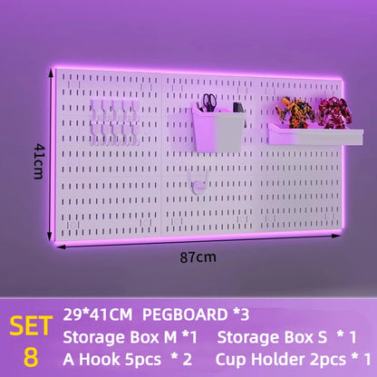 Painel Pegboard Organizador de Parede Modulável – Suporte para Cozinha, Garagem, Quarto e Artesanato