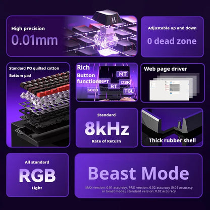 Teclado Mecânico Gamer AULA WIN 68 HE – Eixo Magnético (Magnetic Axis), Rapid Trigger (RT), Taxa de Sondagem de 8K e Hot-Swappable para Alta Performance