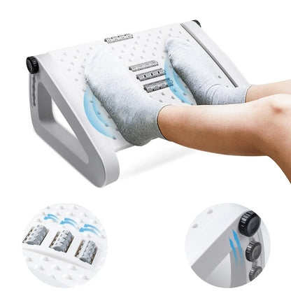 Apoio de Pés Ergonômico para Baixo da Mesa – Suporte com Rolos de Massagem e Altura Ajustável