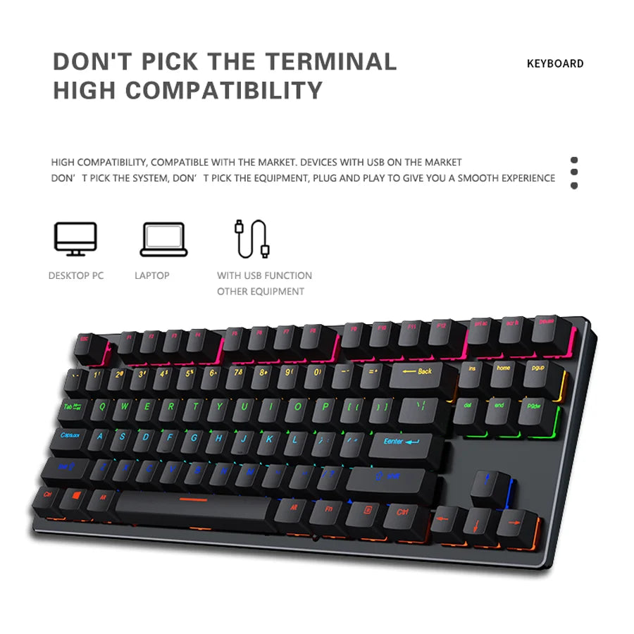 AyeBeau — Teclado Mecânico Gamer RGB 87 Teclas