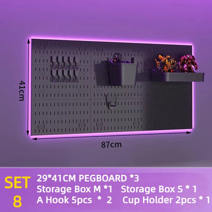 Painel Pegboard Organizador de Parede Modulável – Suporte para Cozinha, Garagem, Quarto e Artesanato
