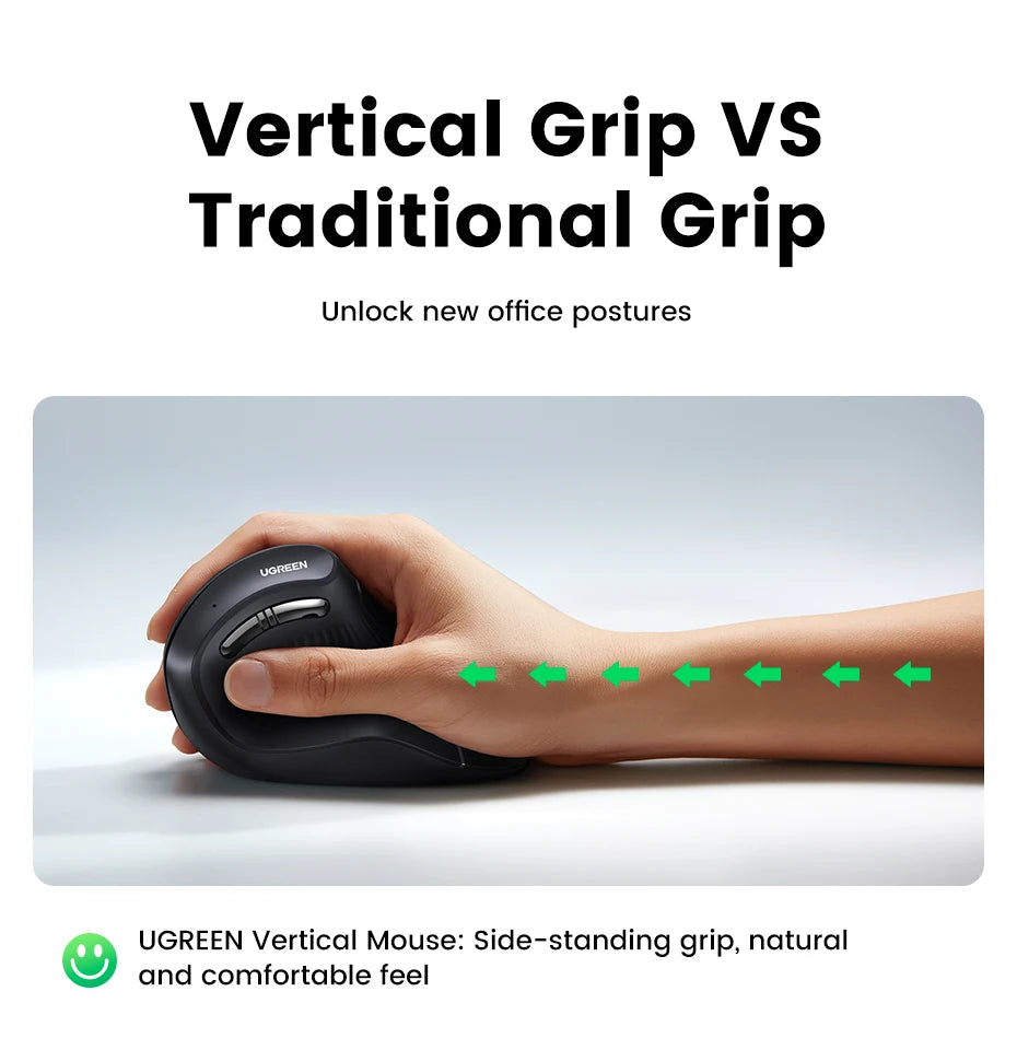UGREEN — Mouse Vertical Ergonômico Sem Fio 4000 DPI