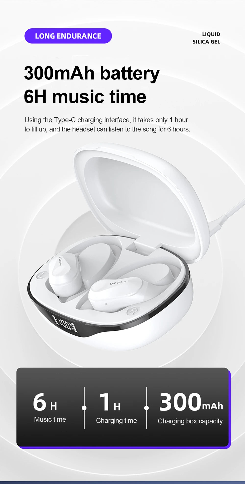 Lenovo LP75 — Fone Bluetooth 5.3 Esportivo