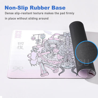 Mouse Pad Gamer Kawaii Anime Angel Girls XXL – Base Antiderrapante Rosa