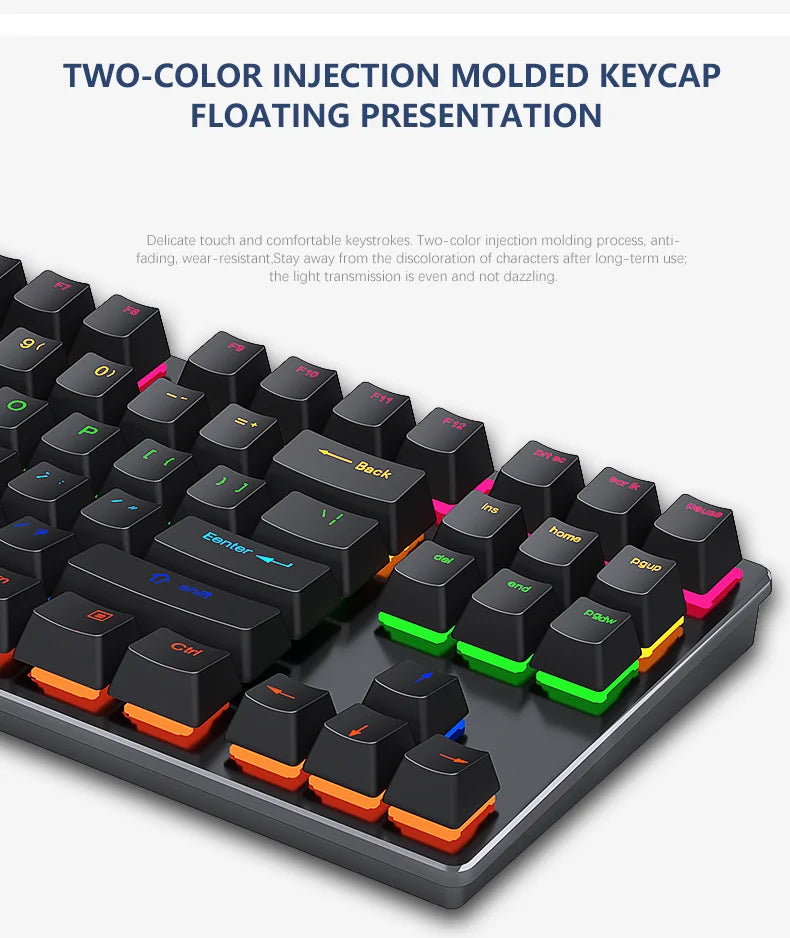AyeBeau — Teclado Mecânico Gamer RGB 87 Teclas