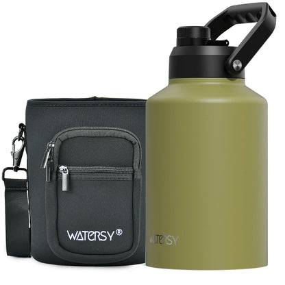 Garrafa Térmica Industrial Watersy em Inox 304 com Isolamento Multicamadas e Bolsa Tática (1.8L / 2.5L / 3.7L)