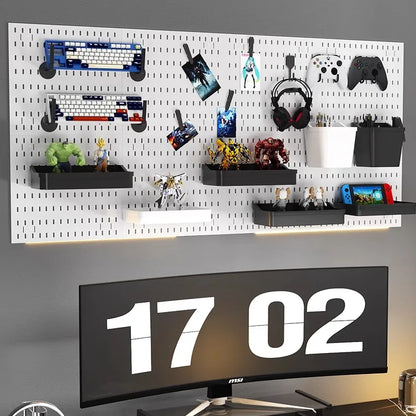Painel Organizador de Parede Tipo Pegboard Modular – Organizador Perfurado Plástico PP para Cozinha, Garagem, Quarto e Suporte de Artesanato
