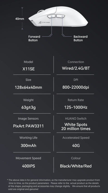 Attack Shark X11SE — Mouse Gamer Tri-Mode
