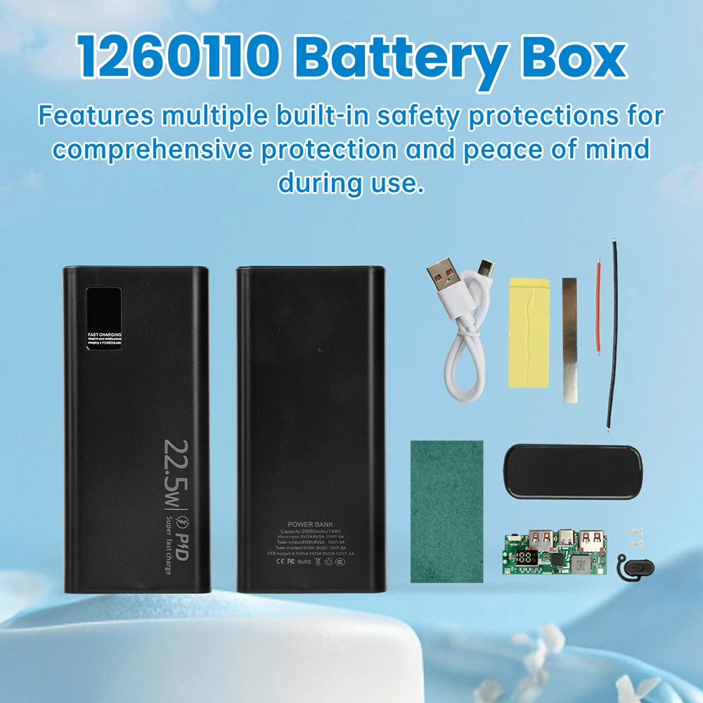 Kit Power Bank DIY diymore 20000mAh 22.5W com Display Digital para 2x Células 1260110