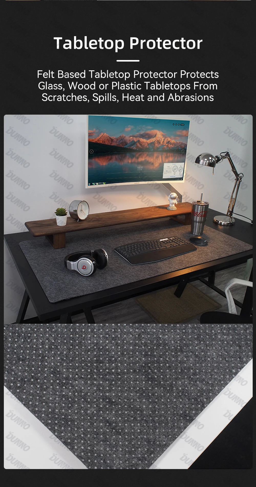 Mouse Pad Premium em Feltro de Lã XXL – Desk Mat Minimalista com Base Antiderrapante