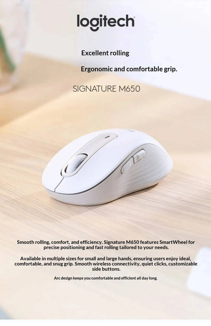 Logitech M650 / M650L — Mouse Ergonômico Sem Fio