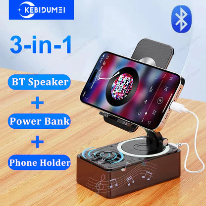 Suporte de Celular Articulado 3 em 1 com Caixa de Som Bluetooth e Power Bank