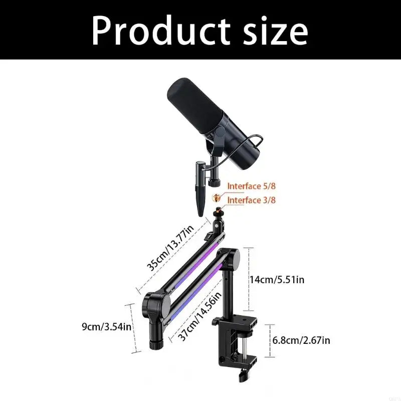 Braço Articulado para Microfone Q6PA em Alumínio com Rotação 360° e RGB