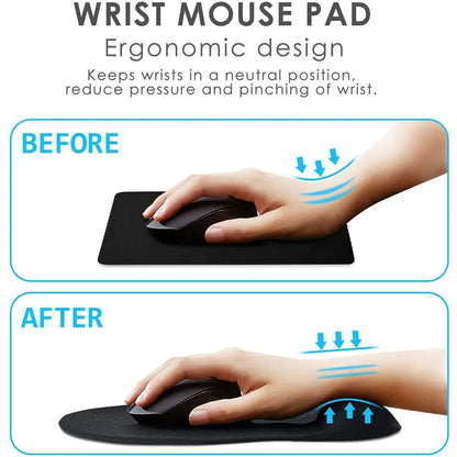 Mousepad ergonômico com apoio de pulso, confortável e antiderrapante, para PC e laptop.