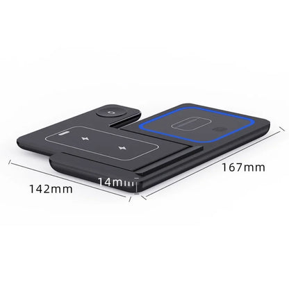 Carregador Sem Fio 3 em 1 Dobrável por Indução – Estação de Carga Rápida 15W para iPhone, Apple Watch e AirPods