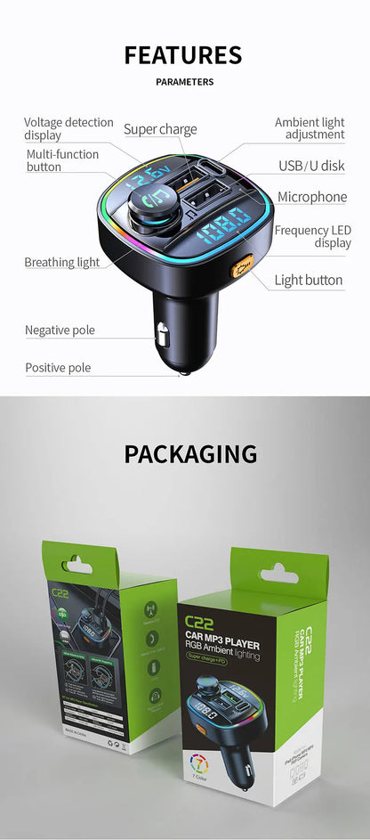 DYBO C22 — Transmissor FM Bluetooth 5.0 para Carro