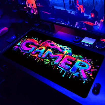 Mouse Pad Gamer Estampa Gamepad XXL – Base Antiderrapante Speed com Borda Costurada