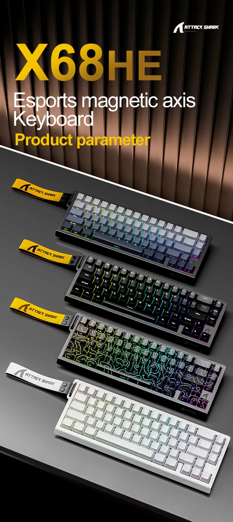 Attack Shark X68HE — Teclado Gamer Magnético 8000Hz