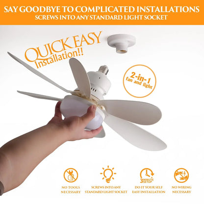 Lâmpada Ventilador de Teto LED 40W Bivolt E27 Dimerizável com Controle Remoto